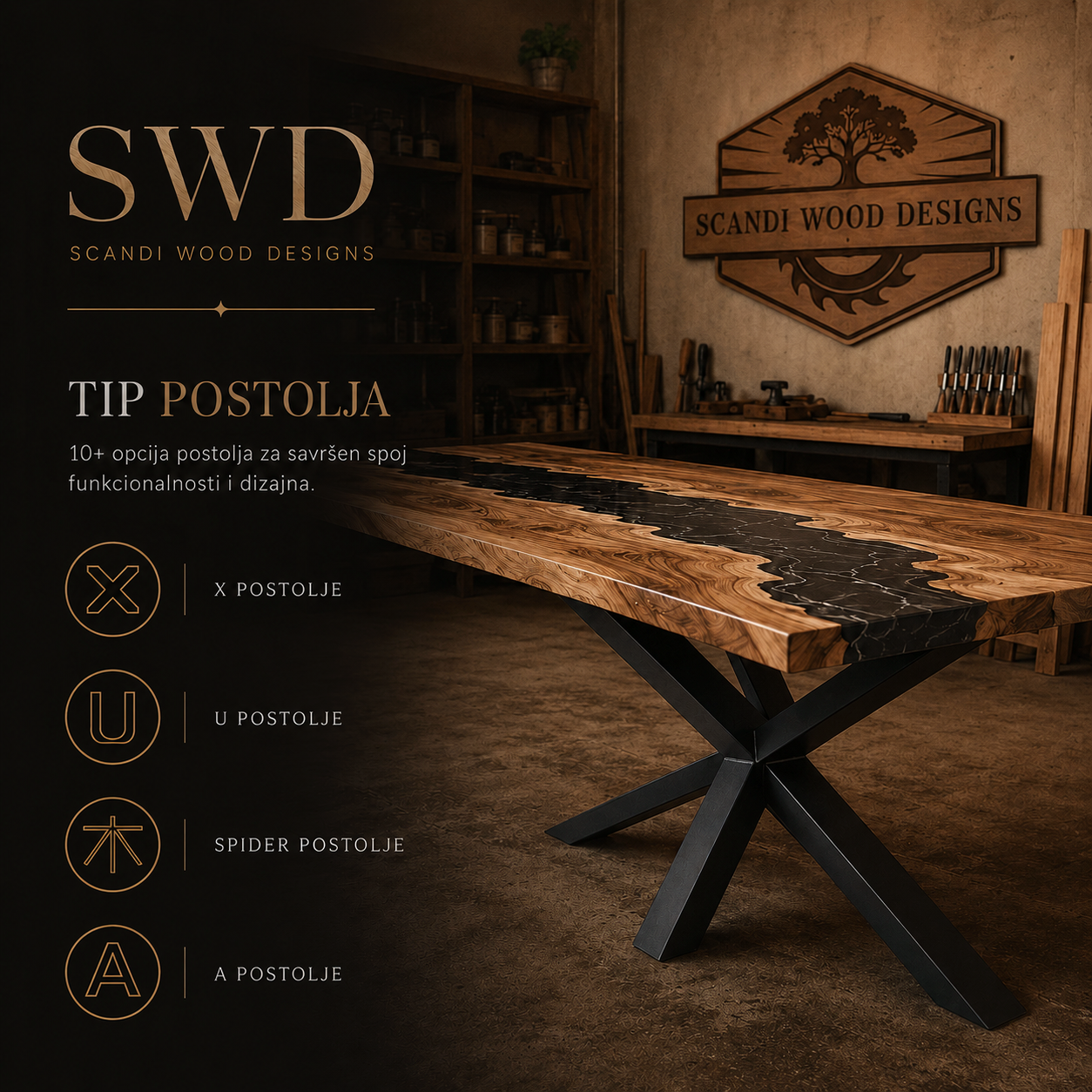 Tipovi postolja — X, U, spider, A